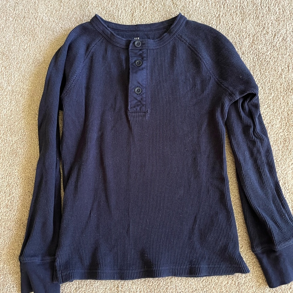 GAP Navy Blue Long Sleeve Henley Tee